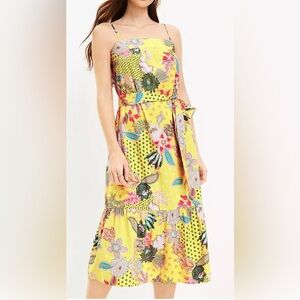 Loft Floral Strappy Flounce Midi Dress SZ 12